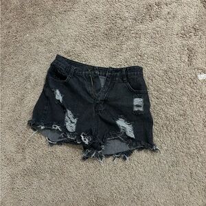 black jean shorts